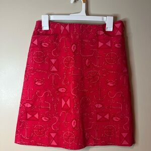 Vintage Lilly Pulitzer Red Corduroy Nautical Print Skirt EUC